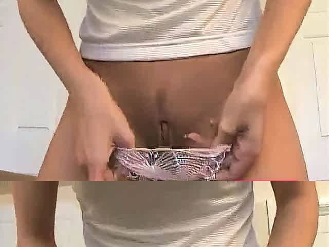 Amateur Girl in White Butterfly Lingerie Masturbates