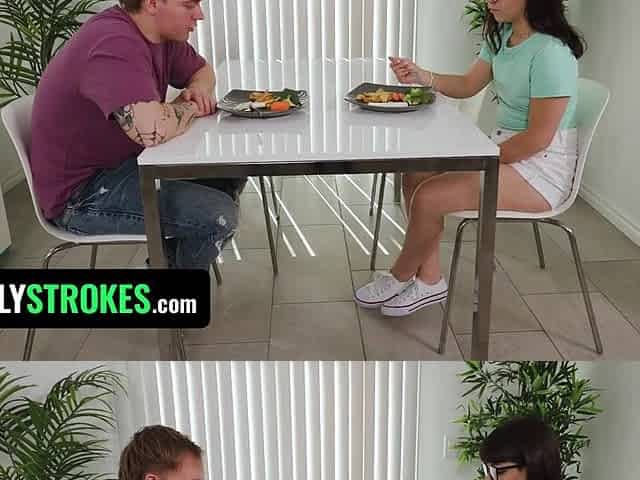 Stepsis Practices Her Oral-sex Skills With Her Stepbro Until Their Stepdad Catches 'em & Joins 'em