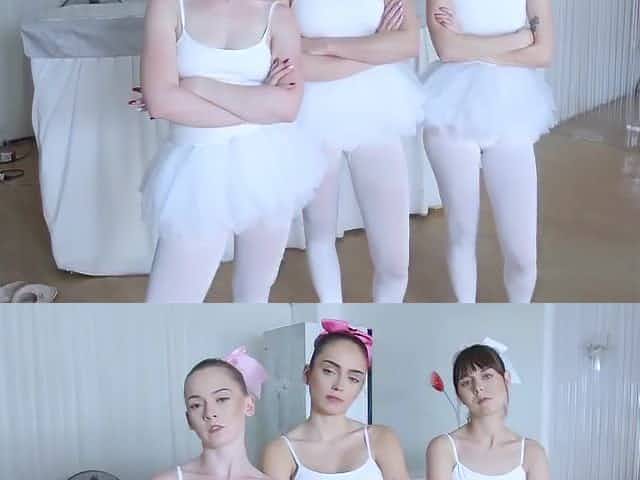 New spying instructor fucks ballerina teens in foursome