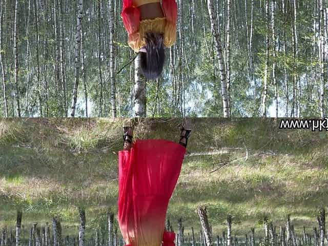 Hotkinkyjo in a Colorful Dress, Lost in the Forest & Penetrate Her Pussy with a Dildo