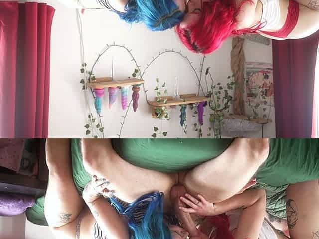 Goth Girls Cum Kiss FFM Threesome with Mushroomsofi &