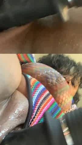 Closeup Squirting Pounding My Pussy with Monster Dildo