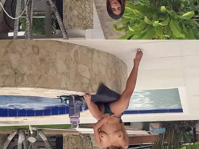 Voyeur! My Stepbrother Gets Hard Watching Me Masturbate by the Pool