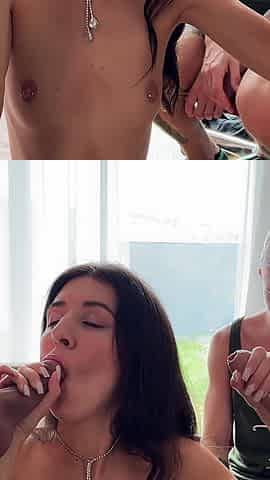 Wife Put Dirty Panties on Cuckold's Head so He Would Keep Quiet and Watch as Her Lovers Fucked Her