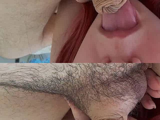 The petite penis filled the redhead wench's throat with cum