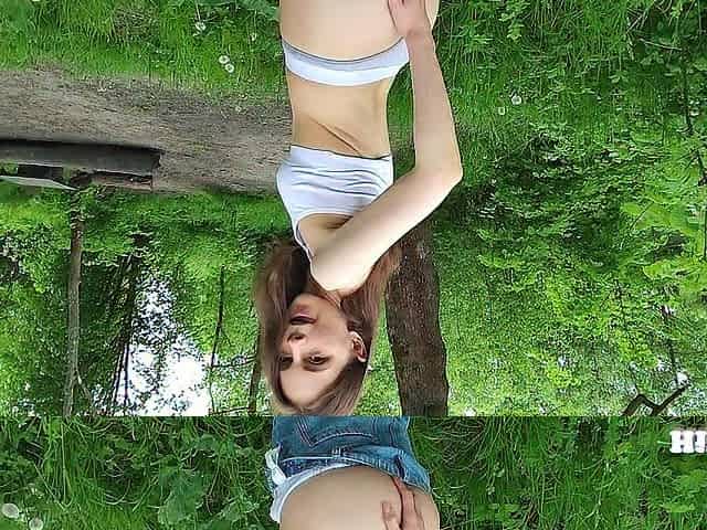 Cute Stepsister teases with her melons outdoor. I had to bang her right on the punk.