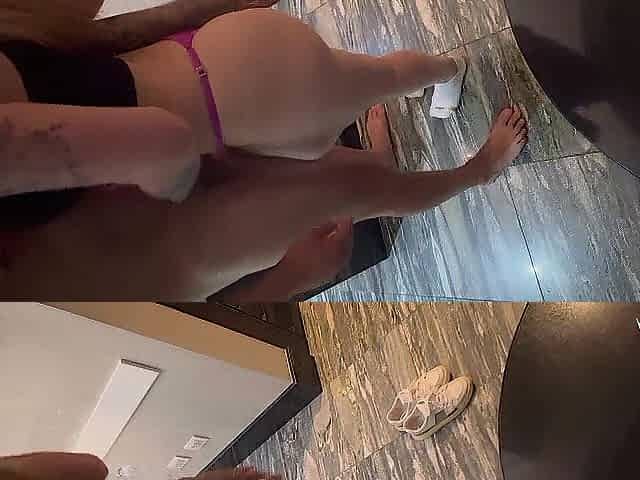 Blond with a LARGE BOOTY in a sandwich with two boyz - Aline Novak