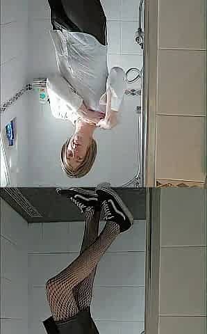 Full clothed shower and sextoy play