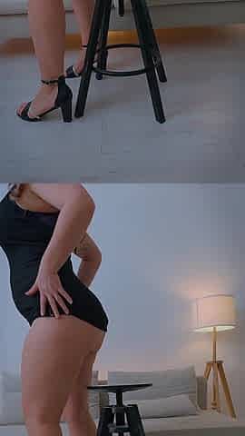 Hot MILF in Red Lips, Tight Black Dress & High Heels: Ready to Ruin You