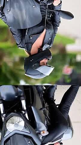 Bike cuties flashing their melons on the street [AI]