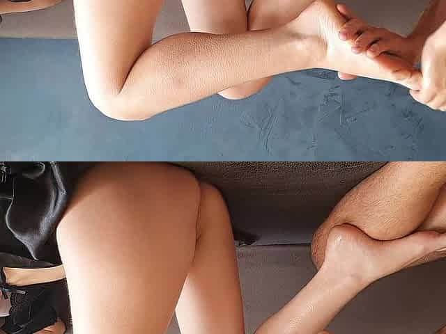I got award for a foot massage- footjob, cum, tugjob