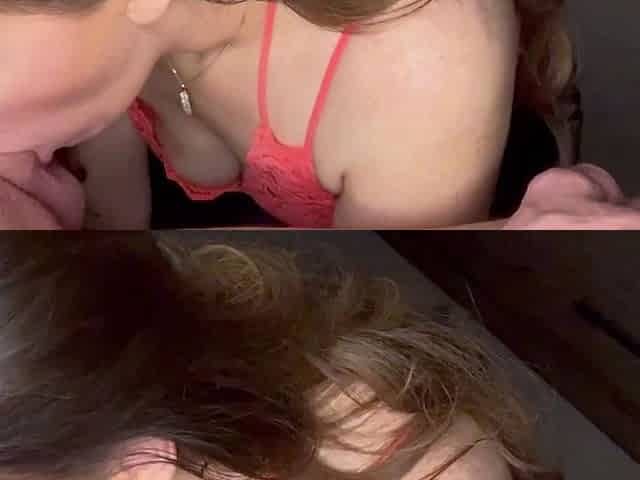Wet and messy amateur blowjob and handjob