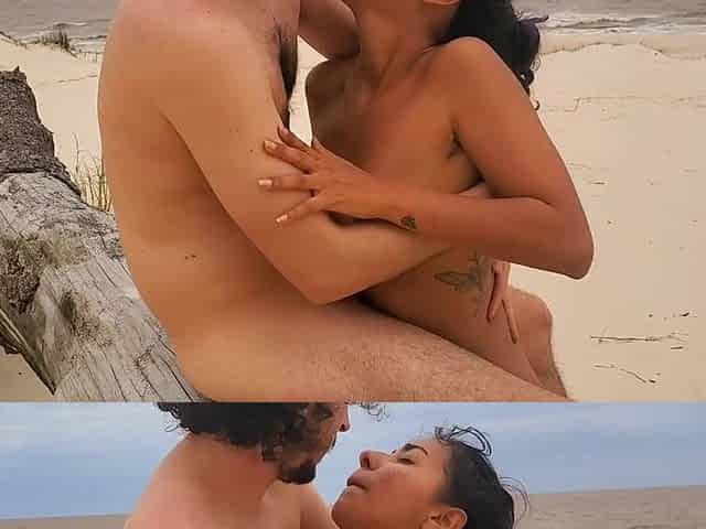 Amateur couple has sex on the public beach