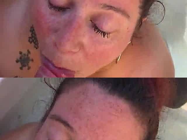My throat full in my outdoor jacuzzi