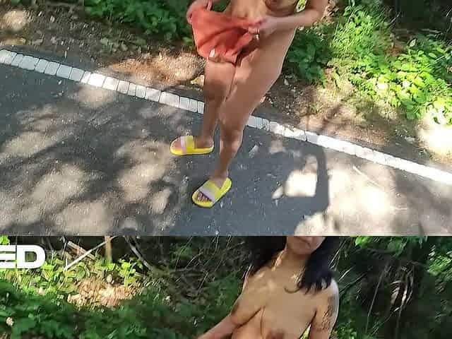 MOTORCYCLE BREAKS DOWN , MINAH KHALI PUBLIC DRONE WEB CAMERA walking throughout the jungle