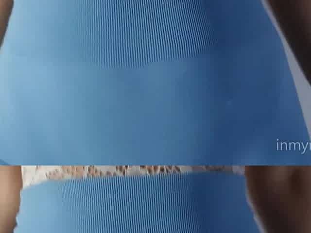 My puffy twat bulge in a blue gym constricted leggings