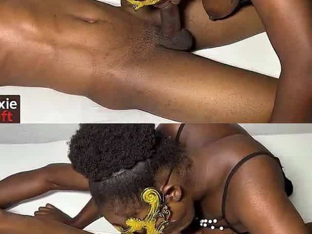 Pretty ebony gal sucks a bbc and gets drilled