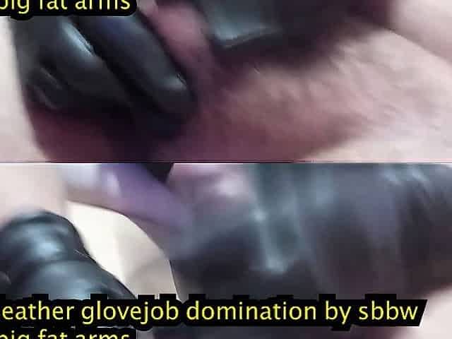leather slaver tugjob until cums by sbbw hot large overweight arms