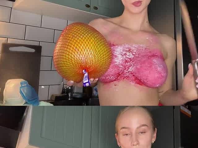 body art from a blond student. In nature's garb titties making an appetizer