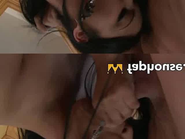 Get ready for some XXX action inbetween a chesty black-haired MILF and a fortunate guy!