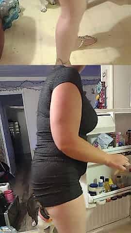 Secretary Boss gets off of work and does her duties around the abode (bending over in petticoat)