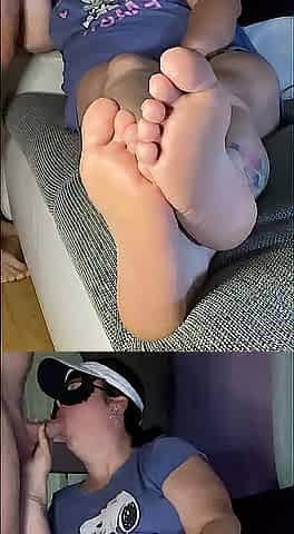 Oral cum on face nice-looking soles