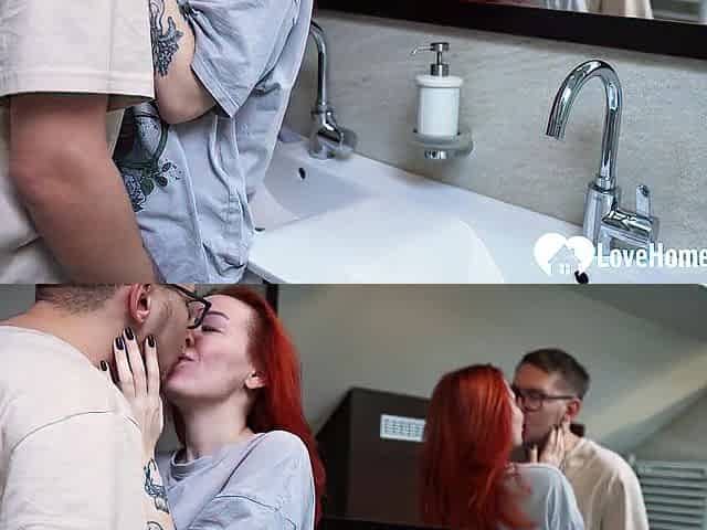 Drilling a slutty redhead roommate in the shower