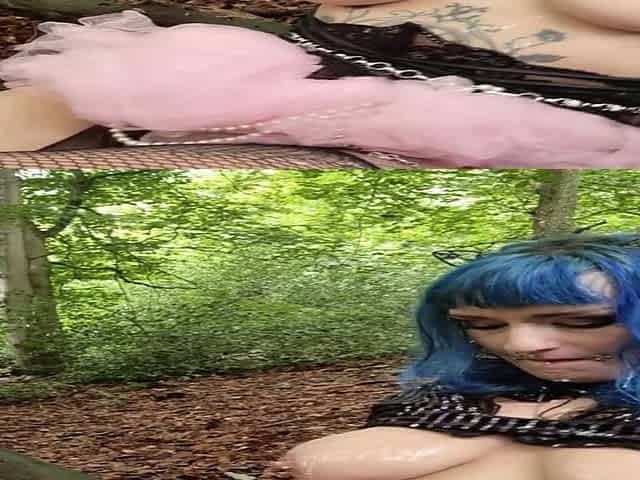 Sweet Kitten, Goth Fairy Shoots Herself with Cum and Fingers Her Asshole in the Forest
