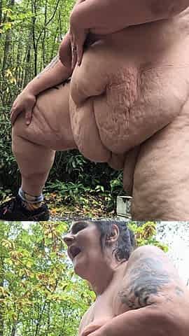 Chunky Slut in Woods Streaking Like a River She's Squirting a Pond Cumming on That Enormous Tree and Beyond