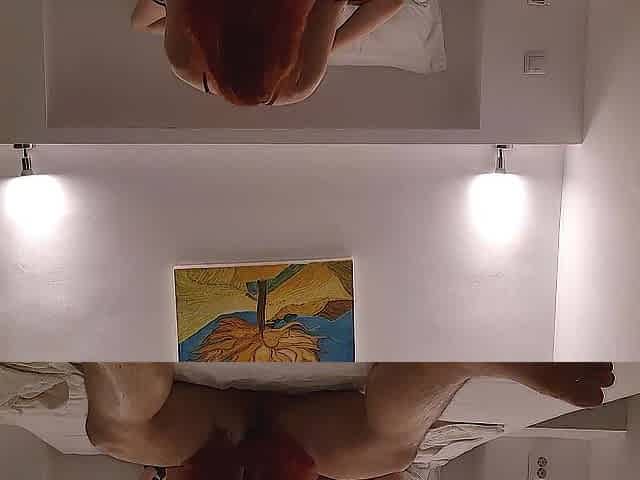 Sexy redhead in nylons takes large weenie and creampie inside her moist snatch