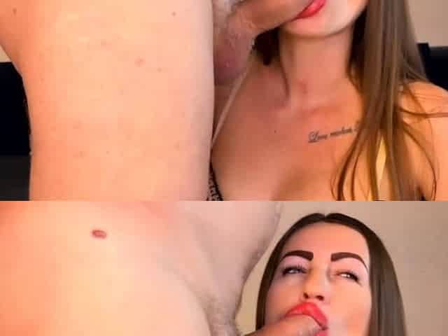 On Her Knees Deepthroating a Massive Cock