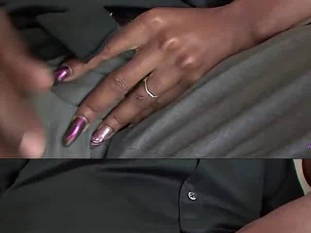 With his large ebony dong, stud gives this ebony hotty some hard banging