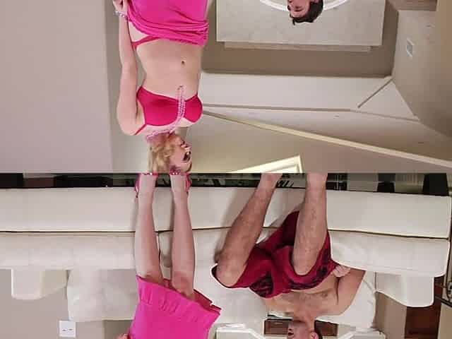 Manuel Ferrara, Kagney Linn Karter, and their dirty fucking threesome on a white sofa.