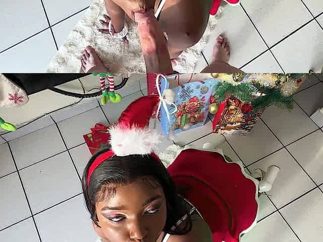 Lewd Ebony Cutie's Christmas Crave Is To Get Screwed In The Butt By Santa