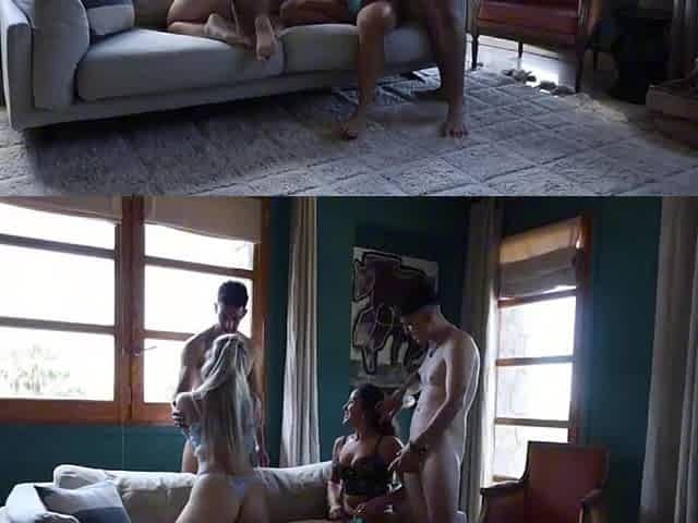 Foursome with 2 Argentinian beauties, they get lewd with 2 large knobs