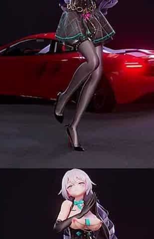 [mmd] Broken Iron Big Duck Duck-queencard Dress Black Silk Elegant Succubus Pattern