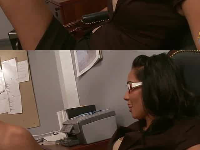 Secretary with large tits screwing with her boss in the office