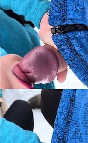 Public Blowjob on a Walking Trail with a Busty Amateur Teen