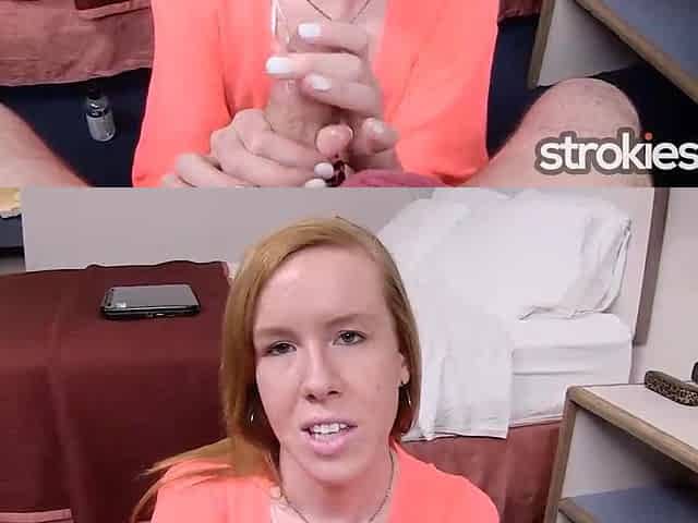 Strokies Ginger 18-year-old Kierra Wilde jerking one-eyed snake