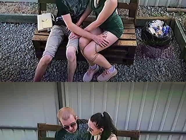 A pair in love is having coarse screwing in public in the park