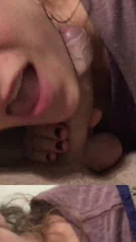 Blown in bed by blonde
