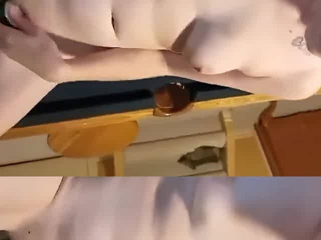 Drilled in the butt and vagina by a pool cue