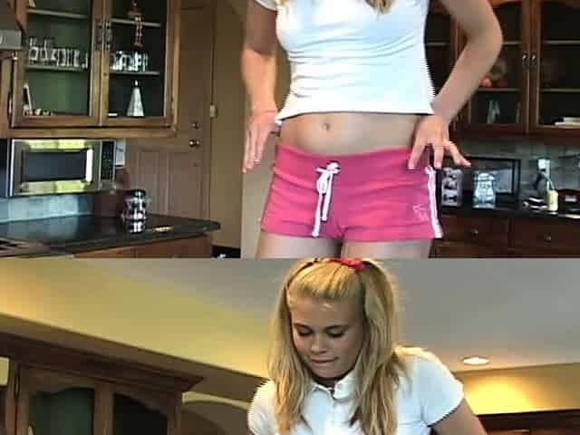 Little Summer tease on top table and orgasm
