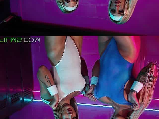 Large Breasts Blond Fitness Honeys Scissoring In The Gym