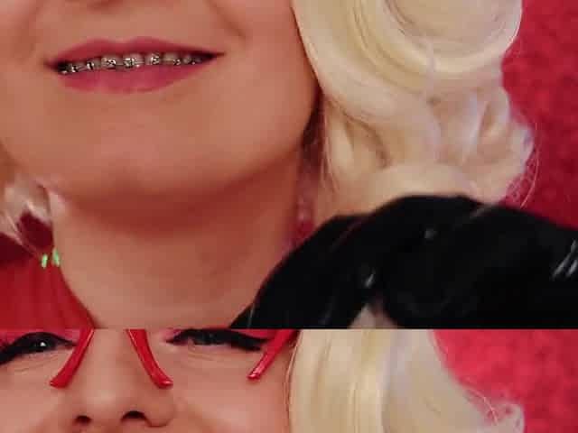 Mukbang ASMR: Eating Chewing Chocolate Car - Latex blond close up episode throat fetish
