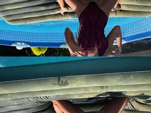 Red Lingerie Leads to Hardcore Anal by the Pool