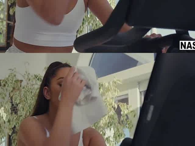 Slim brunette Vanna surprises him with a passionate fuck after a dinner
