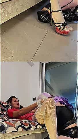 FULL MOVIE SCENE lola sissy doll giving a kiss, blow job and get screw by headmistress stessy on the sofa