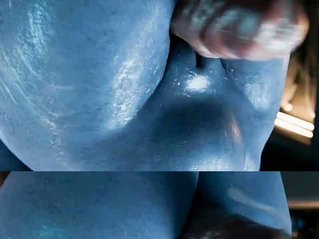 Blue Skinned Futa Gets Pounded by Massive Cock in Shower