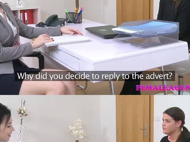 Female Agent Shy gal tempted and drilled by breasty agent